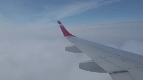 Airplane wing flight in clouds Stock Footage 104217670