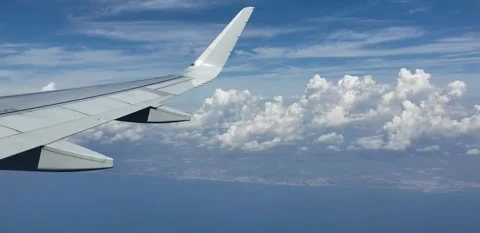 Airplane wing in flight Stock Footage 207879605