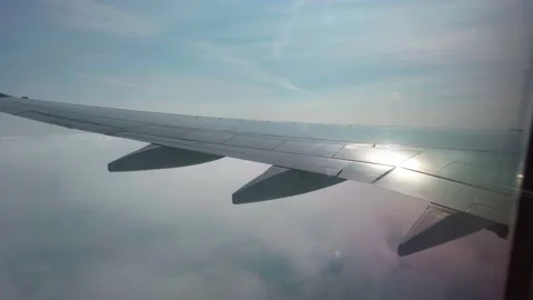 Airplane wing in flight. view from the airplane window 動画素材 161453436