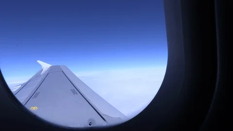 Airplane wing flying Stock Footage 114809149