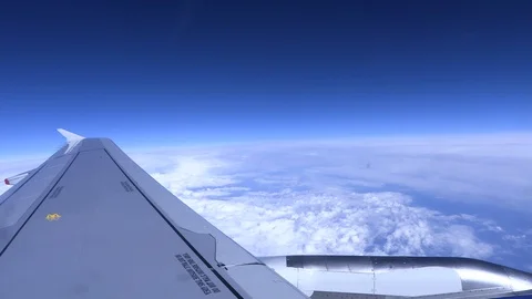 Airplane wing flying Stock Footage 114809273