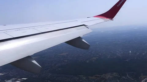Airplane wing flying Stock Footage 114818001