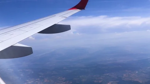 Airplane wing flying Stock Footage 114818588
