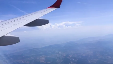 Airplane wing flying Stock Footage 114819019