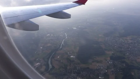 Airplane wing flying Stock Footage 114842351