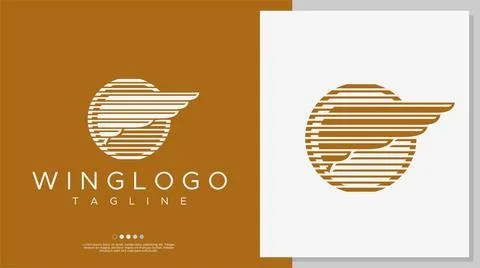 Airplane wing logo design template. Line wing logo template. Stock Illustration