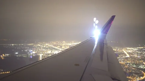 Airplane Wing Night Stock Footage 104107249