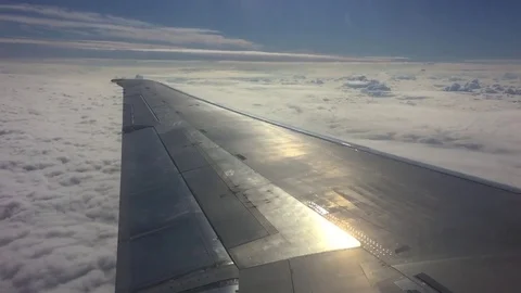 Airplane wing outside window Video stock 77809223