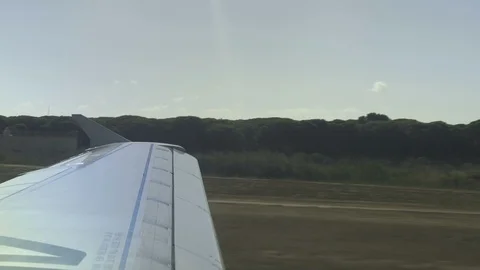 Airplane Wing on the Runway Stock Footage 97800045