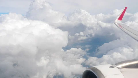 Airplane wing seen through window Stock Footage 301394045