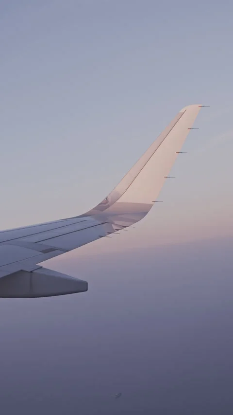 Airplane wing in the sky with clouds vertical Video stock 319427899