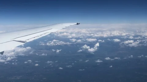 Airplane Wing Sky View 4K Blue Travel Adventure Stock Footage 107846170