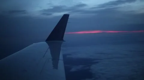 Airplane wing with sunset Stock Footage 40653564