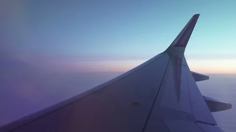 Airplane Wing at Sunset Video stock 104107132