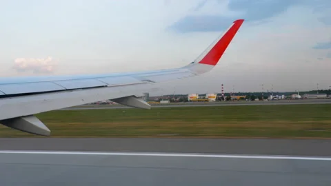 Airplane wing, takeoff Stock Footage 235416327