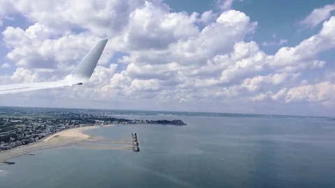 Airplane Wing View of Landing Video stock 80128866