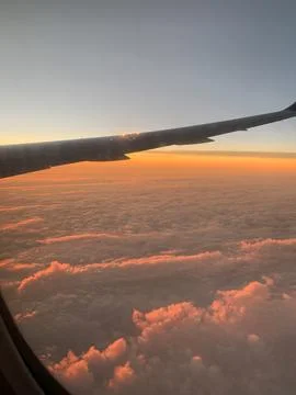 Airplane wing view Stock Photos