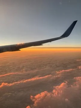 Airplane wing view Stock Photos