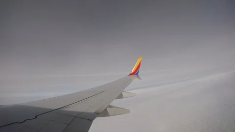 Airplane Wing from Window, 4k Stock Footage 88641153
