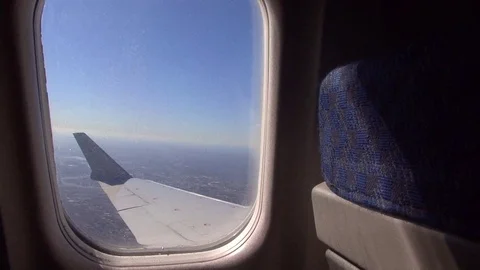 Airplane Wing from Window Stock Footage 78938760