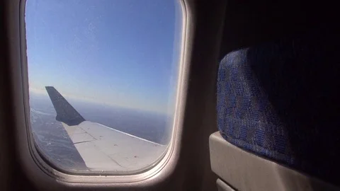 Airplane Wing from Window Stock Footage 78940521