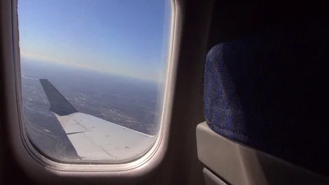 Airplane Wing from window Stock Footage 78940769