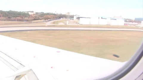 Airplane Wing Window Landing Stock Footage 78940794