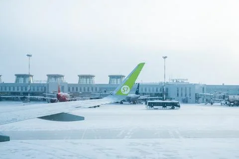 Airplane wing from window. Stock Photos