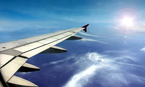 Airplane wing windows view Stock Photos