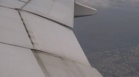 Airplane wings during flight Stock Footage 12466425