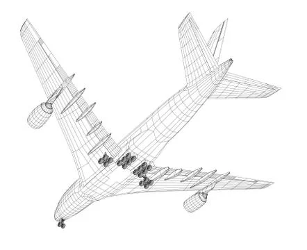 Airplane in wire-frame style Illustrazione stock