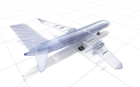 Airplane wire model , isolated on white. My own design Stock Illustration