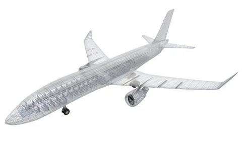 Airplane wire model , isolated on white. My own design イラスト素材