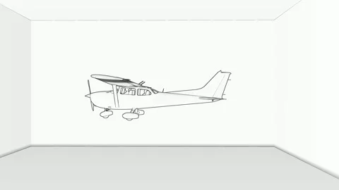 Airplane Wireframe Interior Video stock 318954678