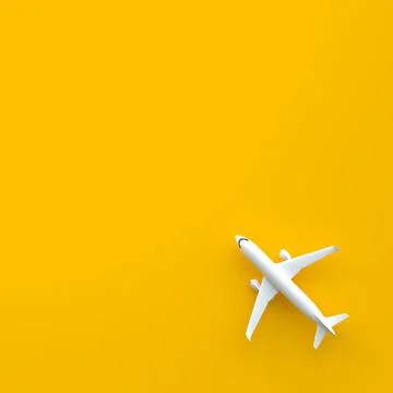 Airplane on a yellow background with copy space Stock Illustration