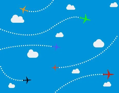 Airplanes and dots Stock Illustration