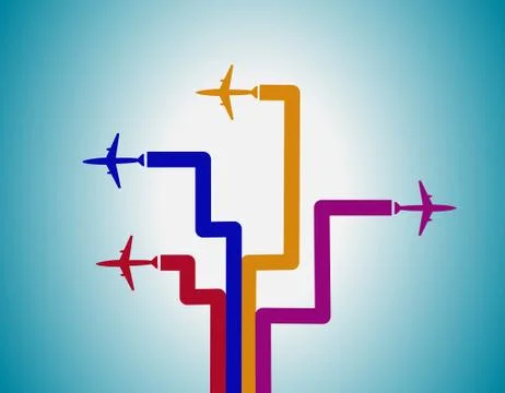 Airplanes and lines Stock Illustration