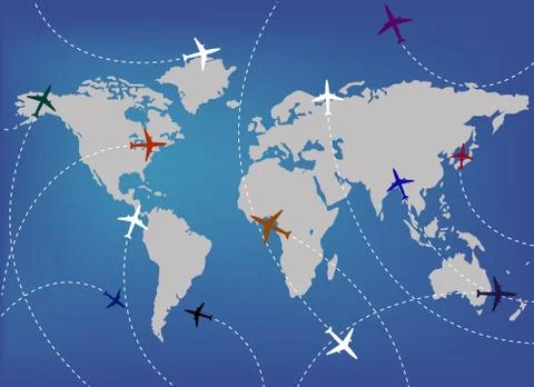 Airplanes and map Stock Illustration