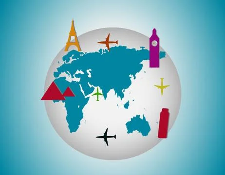 Airplanes and monuments Stock Illustration