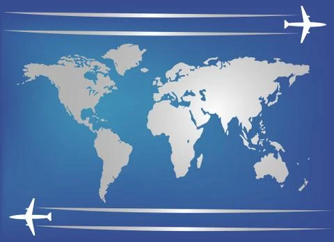 Airplanes and world map Stock Illustration