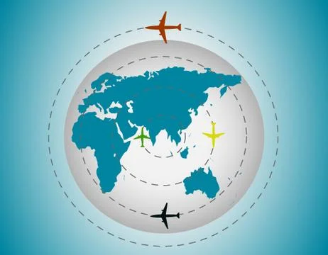 Airplanes around the globe Stock Illustration