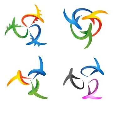 Airplanes in a circular formation Stock Illustration