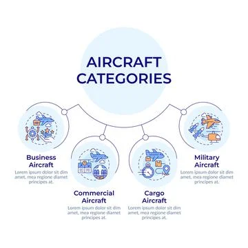 Airplanes different categories circular diagram infographic Illustrazione stock