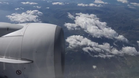 Airplane's engine through the clouds Stock Footage 88781716