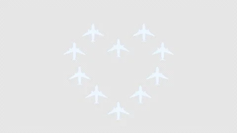 Airplanes fly in shape of heart. Stock Footage 262839581