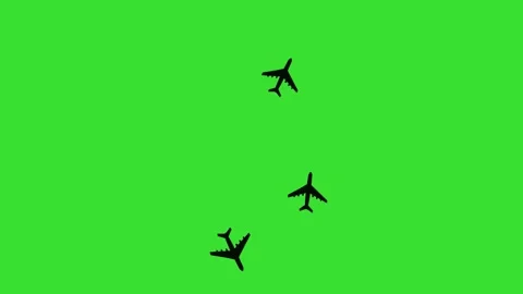 Airplanes Flying Across Screen 2D Motion Graphics (Green Screen) 4K Stock Footage 319428540