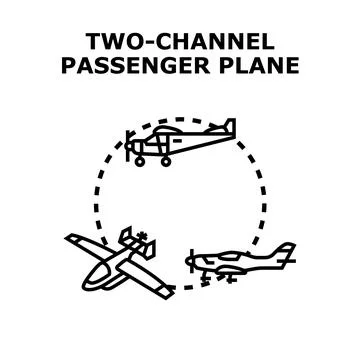 Airplanes flying around circle representing two channel passenger plane イラスト素材