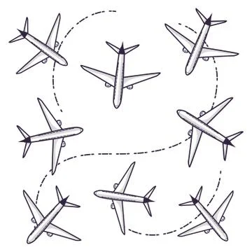 Airplanes flying vehicles pattern background Stock Illustration