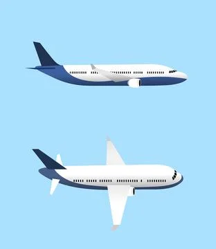 Airplanes isolated side view set Stock Illustration