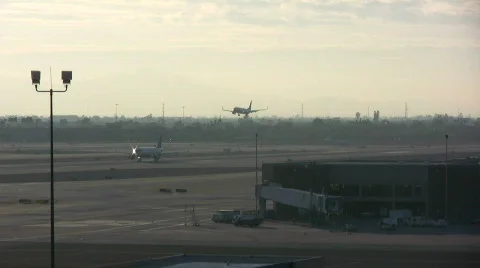 Airplanes landing 2 Stock Footage 654237